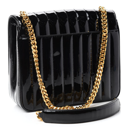 Saint Laurent Patent Matelasse Monogram Large Vicky Chain Bag Black 2 of 10