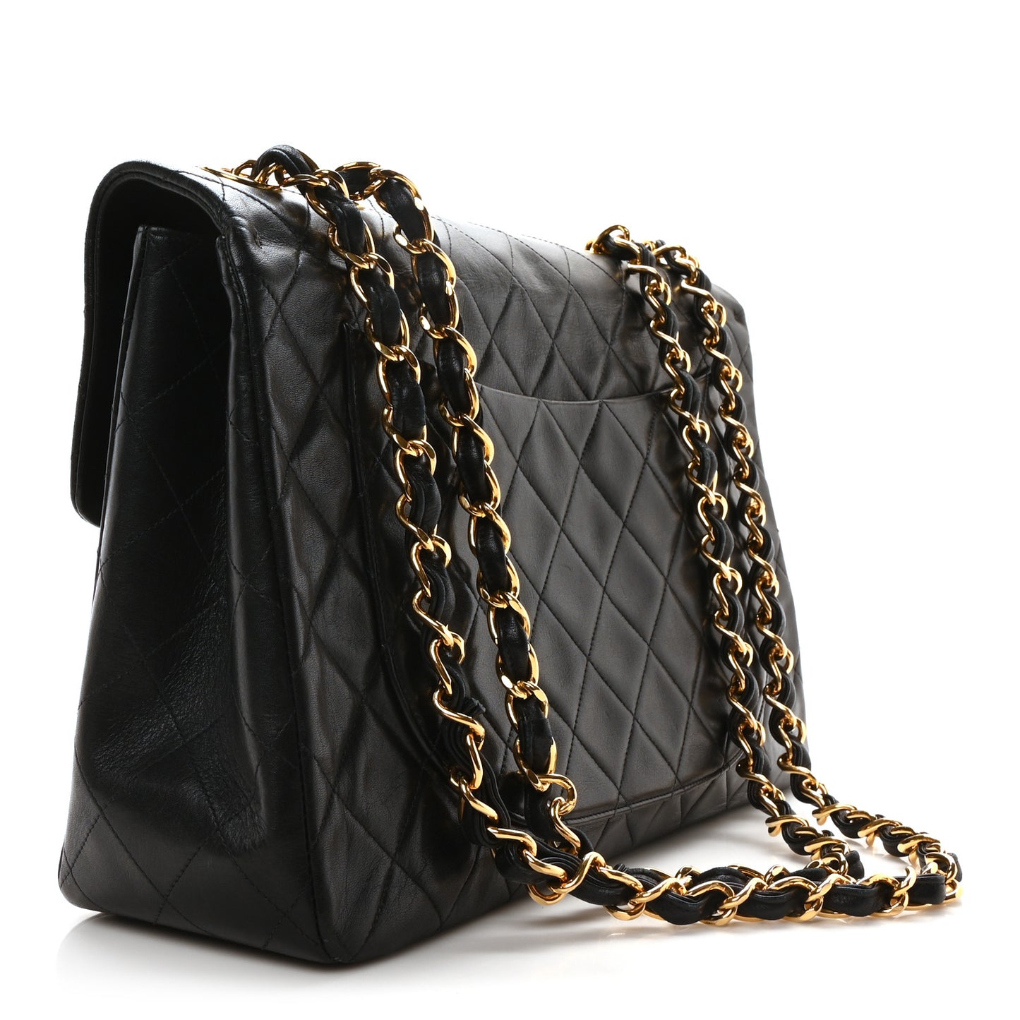 Lambskin Quilted XL Jumbo Single Flap Black