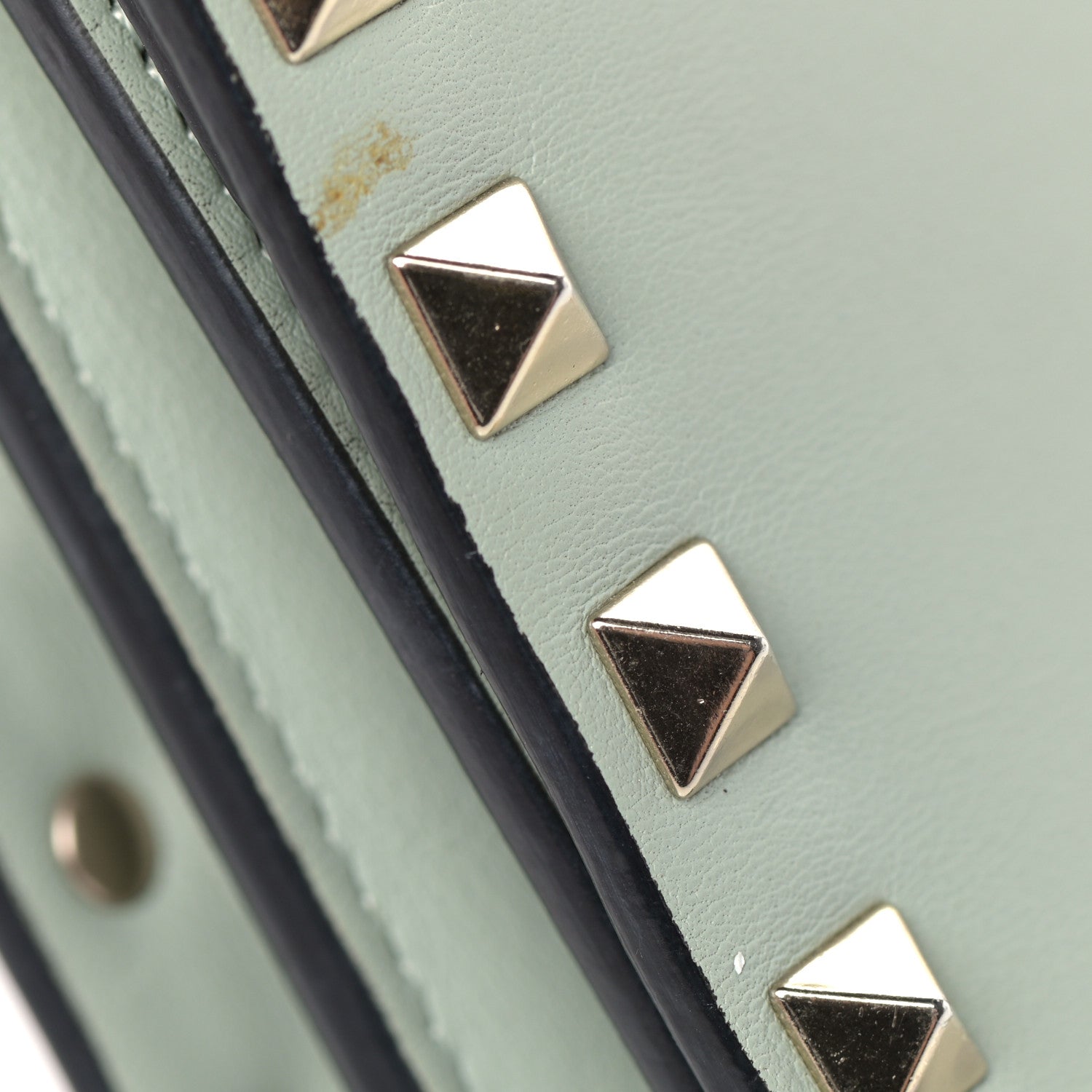 Valentino Garavani Calfskin Rockstud Wallet on Chain Water Green 16 of 16