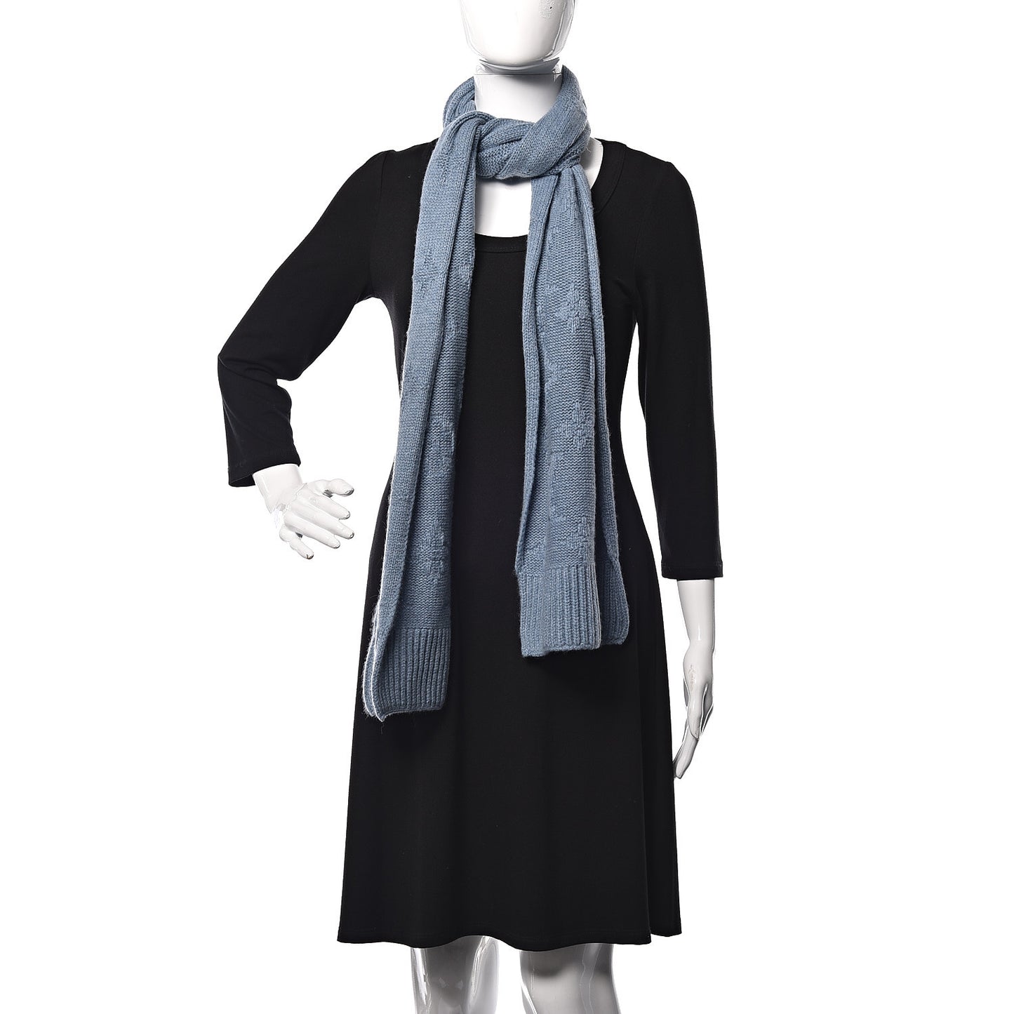 Cashmere Monogram Scarf Blue