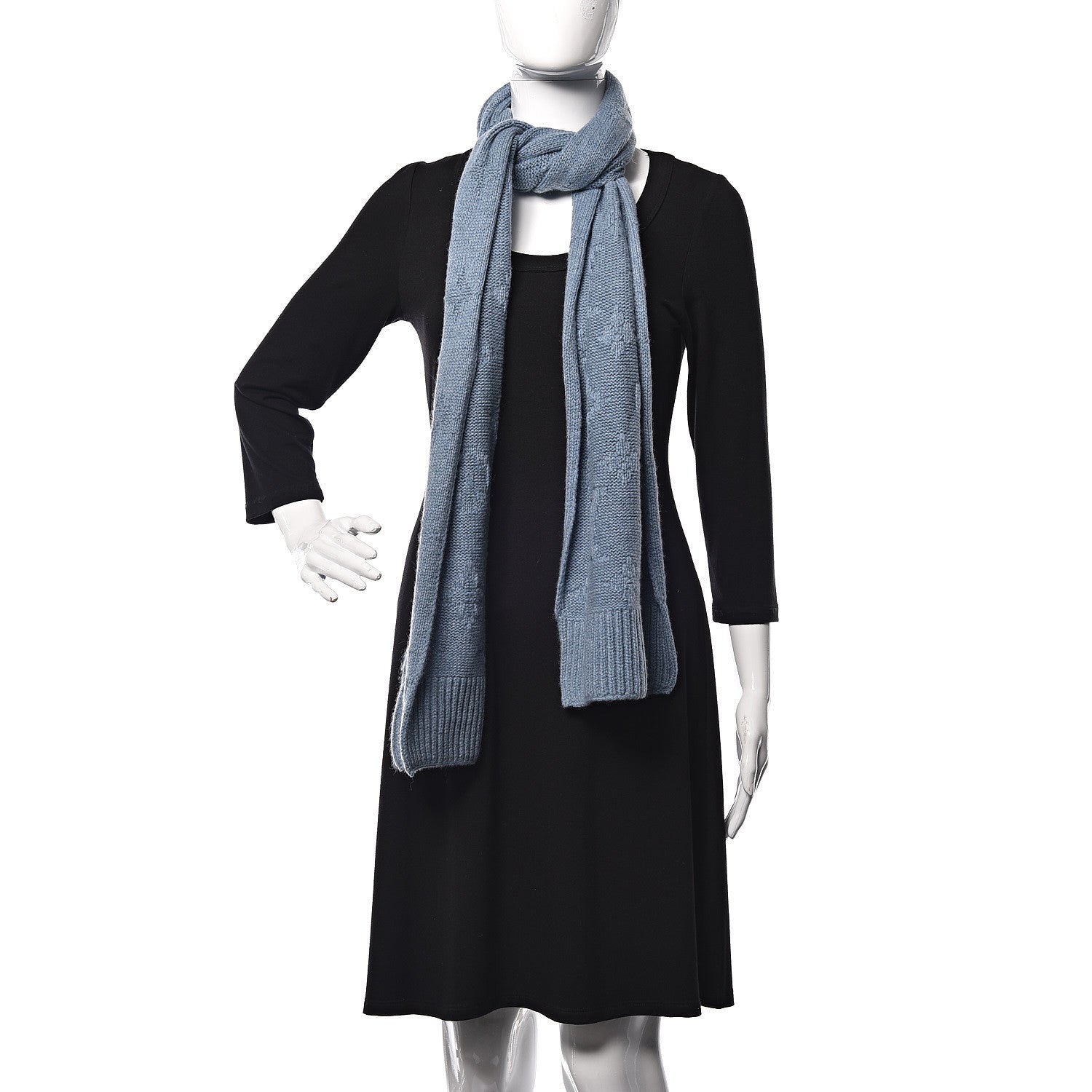 Louis Vuitton Cashmere Monogram Scarf Blue 2 of 4