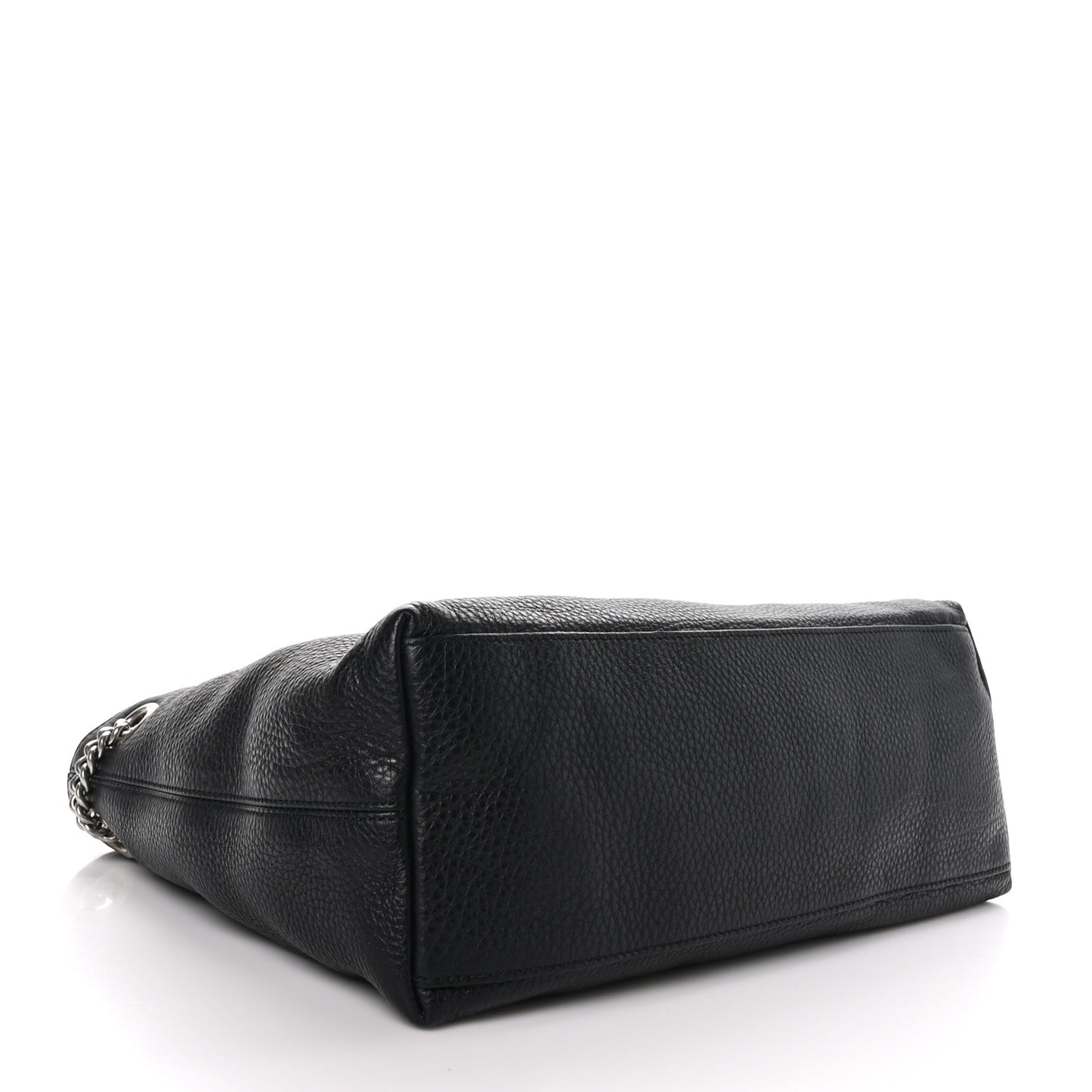 Pebbled Calfskin Studded Medium Soho Chain Shoulder Bag Black