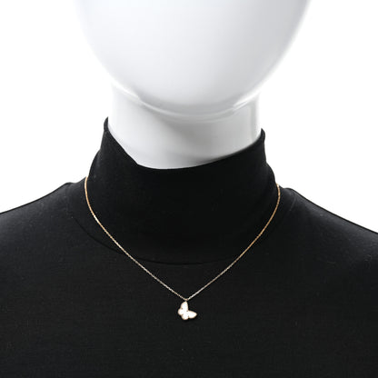Van Cleef & Arpels 18K Yellow Gold Mother of Pearl Sweet Alhambra Butterfly Pendant Necklace 3 of 4