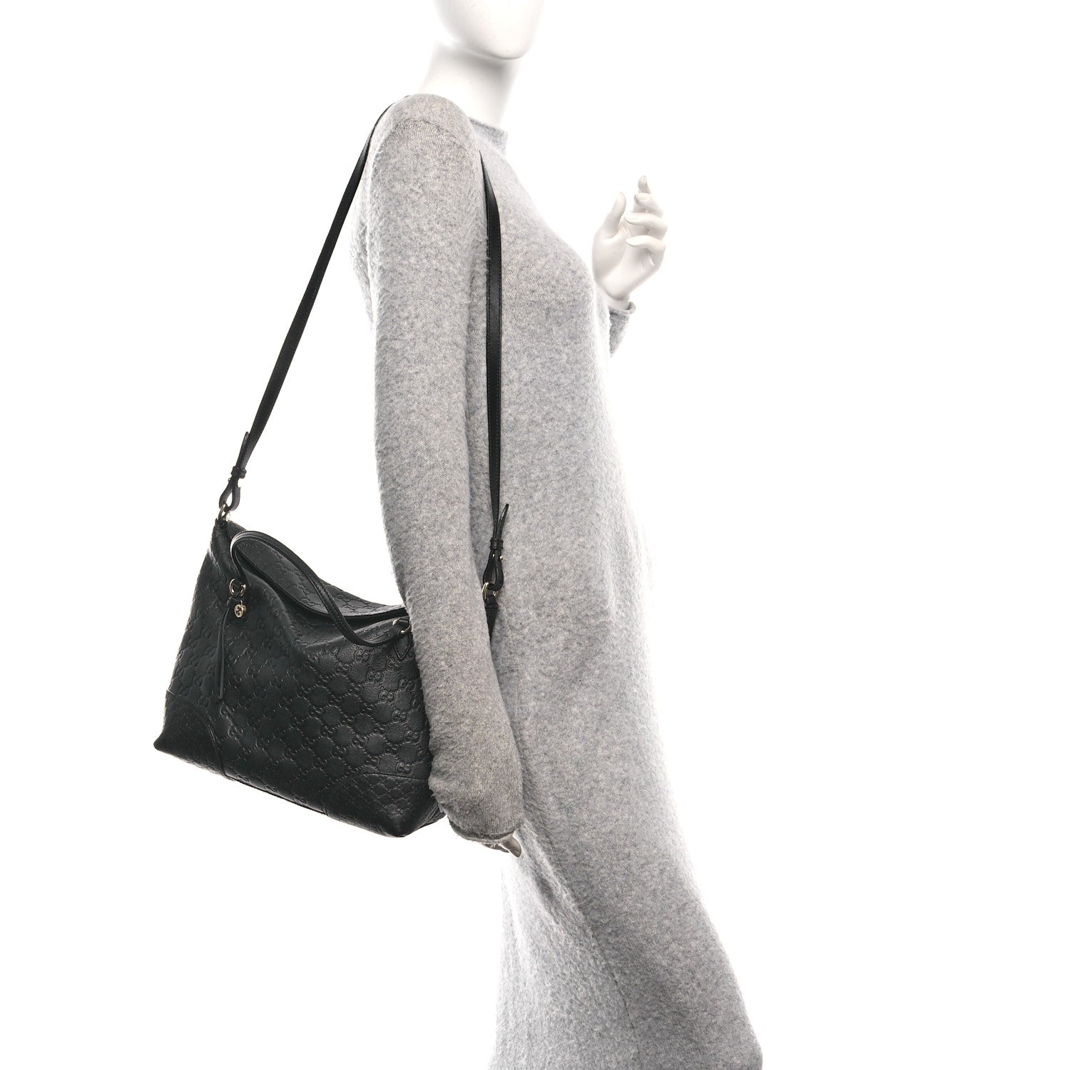 Gucci Guccissima Medium Bree Foldover Tote Black 2 of 13