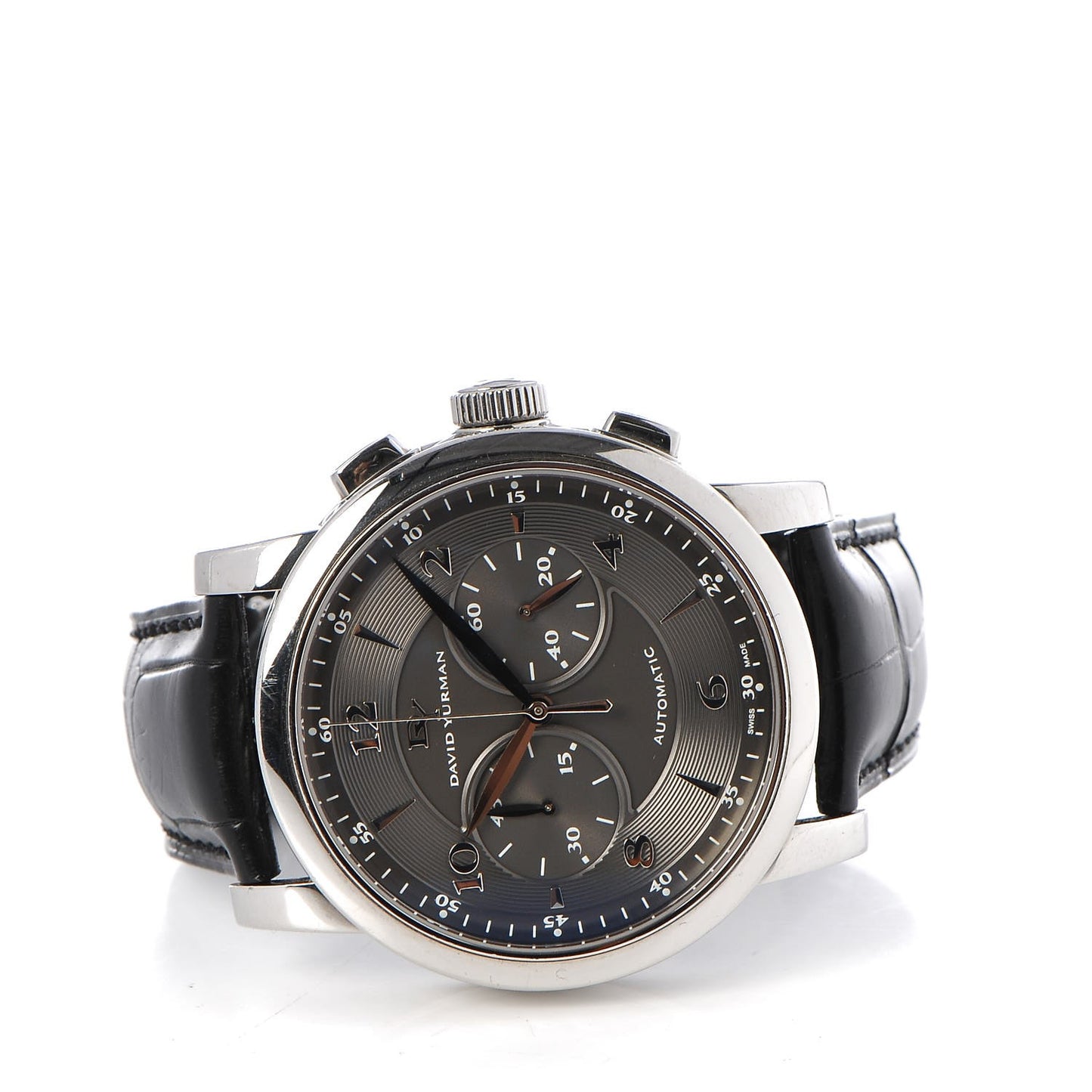 Stainless Steel Alligator 46mm Classic Chronograph Automatic Watch Black