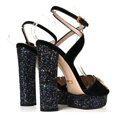 Gucci Glitter Soko Bee Platform High Heel Sandals 39 Notte Oro Multicolor 4 of 8