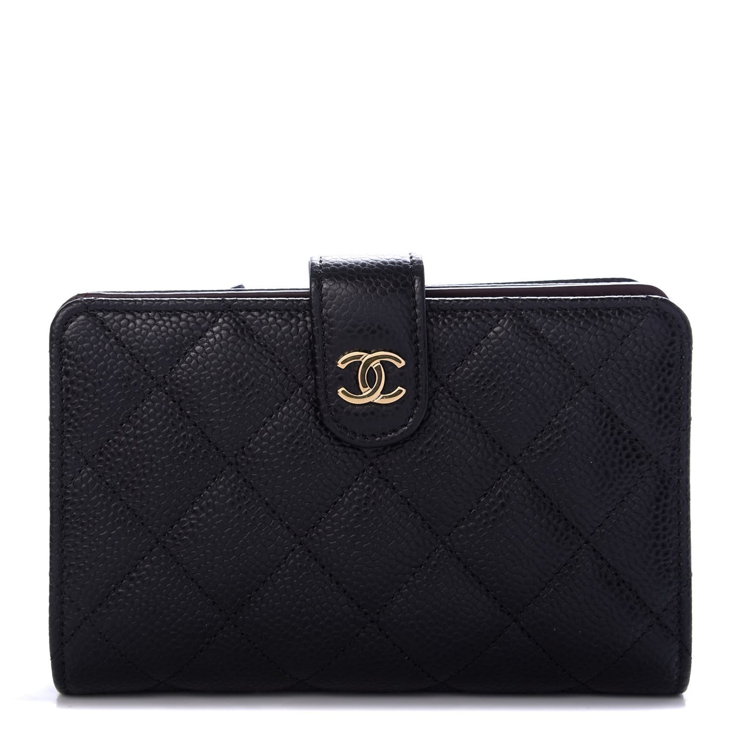 Caviar Quilted Zipped Pocket Wallet Black