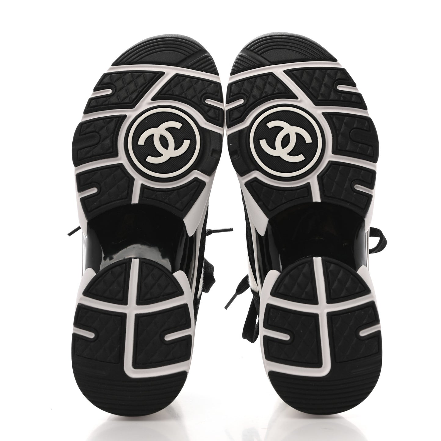 Fabric Suede Calfskin CC Sneakers 37 White Black