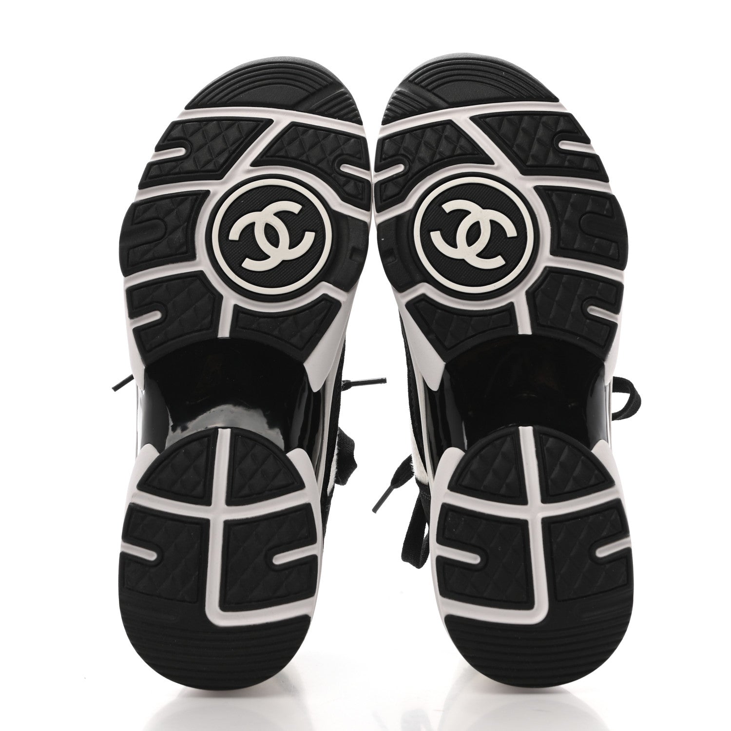 Chanel Fabric Suede Calfskin CC Sneakers 37 White Black 5 of 7
