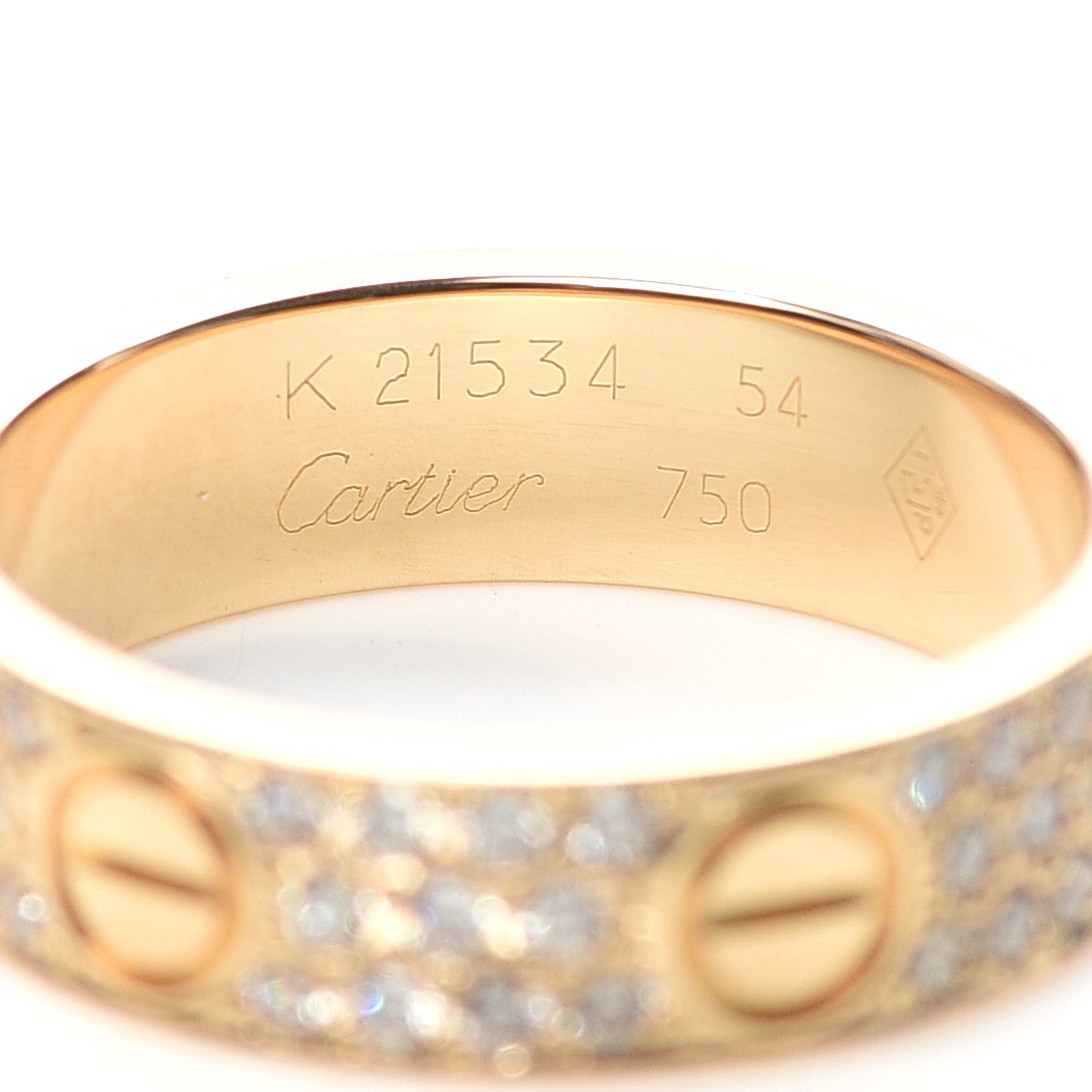 18K Yellow Gold Diamond 5mm LOVE Wedding Paved Band Ring 54 6.75