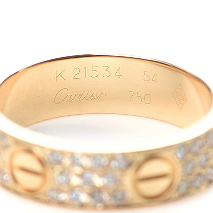 Cartier 18K Yellow Gold Diamond 5mm LOVE Wedding Paved Band Ring 54 6.75 4 of 6