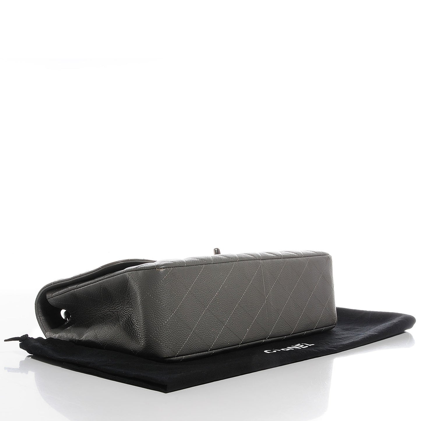 Caviar Quilted Jumbo Single Flap Grey