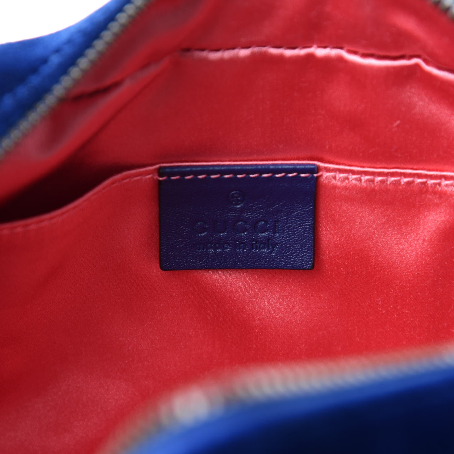 Gucci Velvet Matelasse Small GG Marmont Chain Shoulder Bag Cobalt 8 of 10