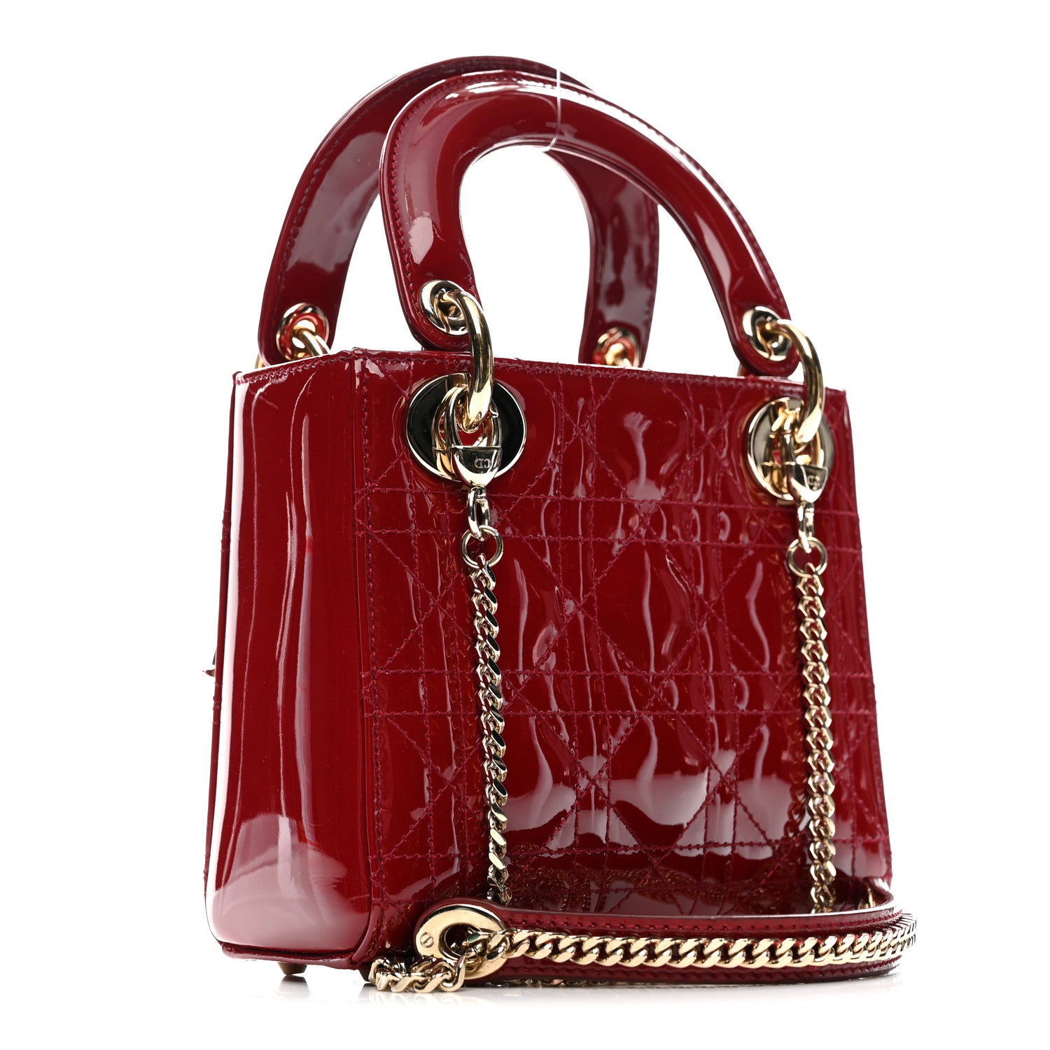 Christian Dior Patent Cannage Mini Lady Dior Red 3 of 12