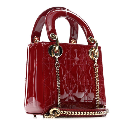 Christian Dior Patent Cannage Mini Lady Dior Red 3 of 12
