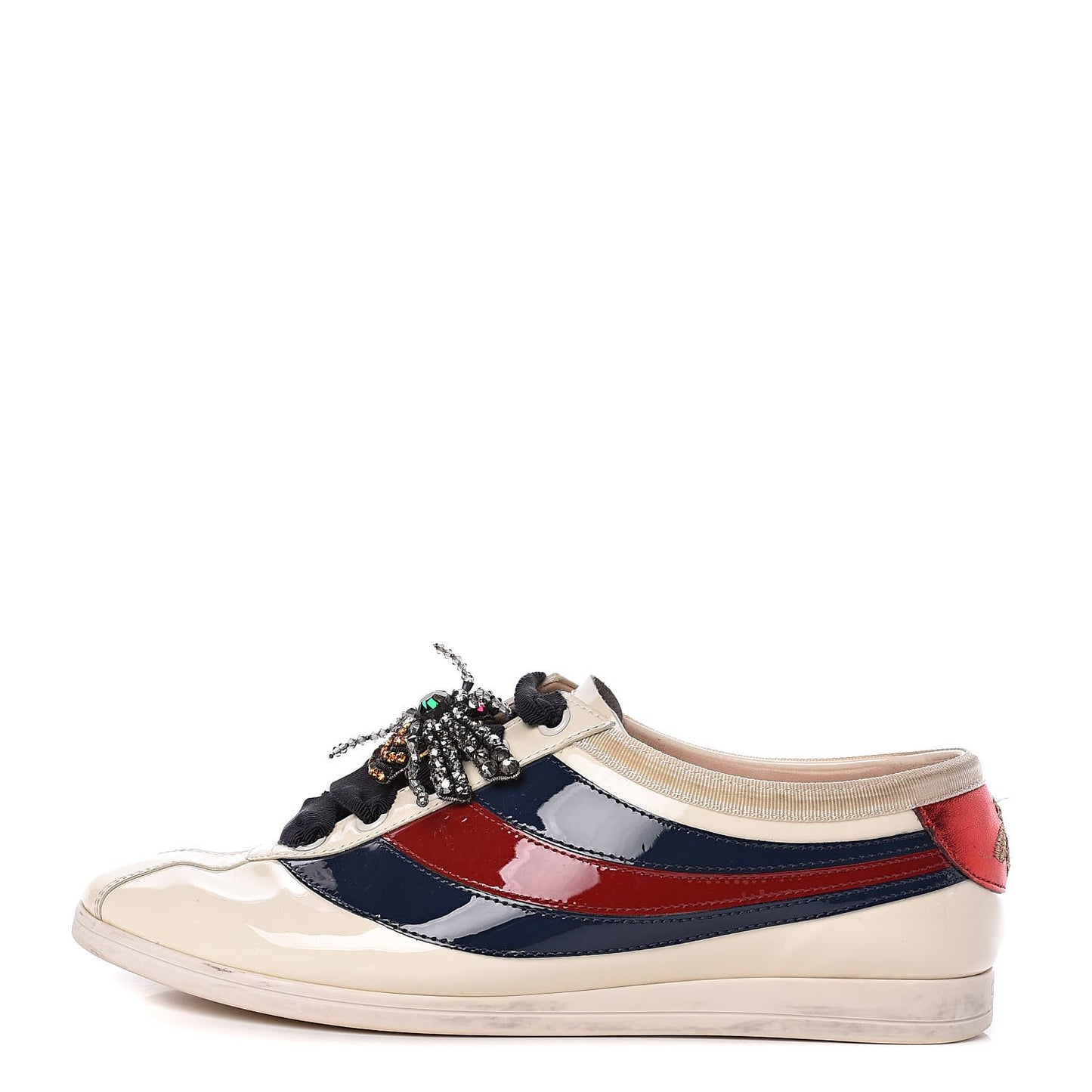 Patent Calfskin Womens Web Falacer Sneakers 36 White