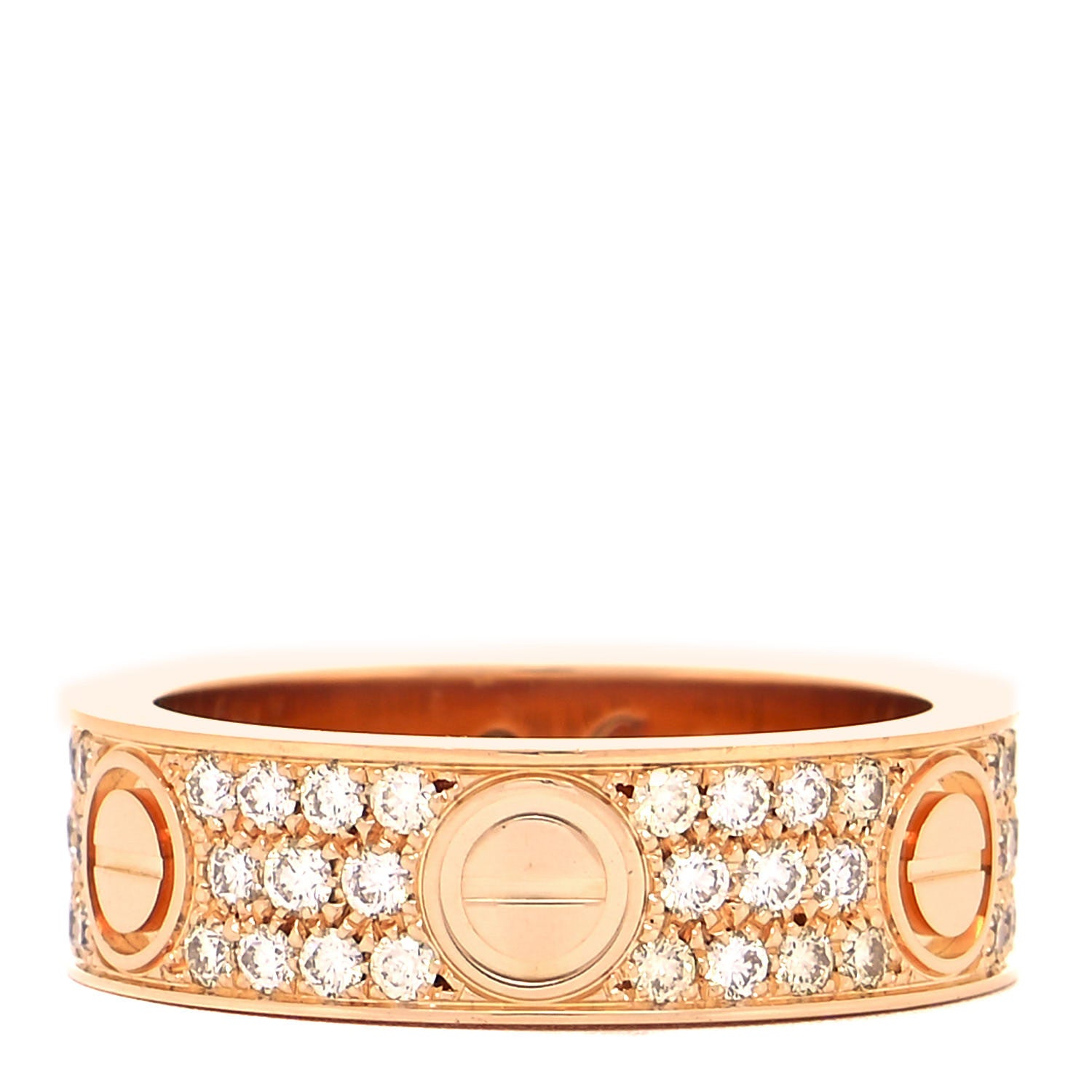Cartier 18K Pink Gold Diamond 6.5mm LOVE Paved Ring 57 8 1 of 4