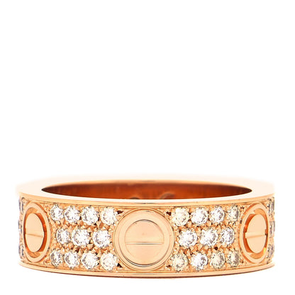 Cartier 18K Pink Gold Diamond 6.5mm LOVE Paved Ring 57 8 1 of 4