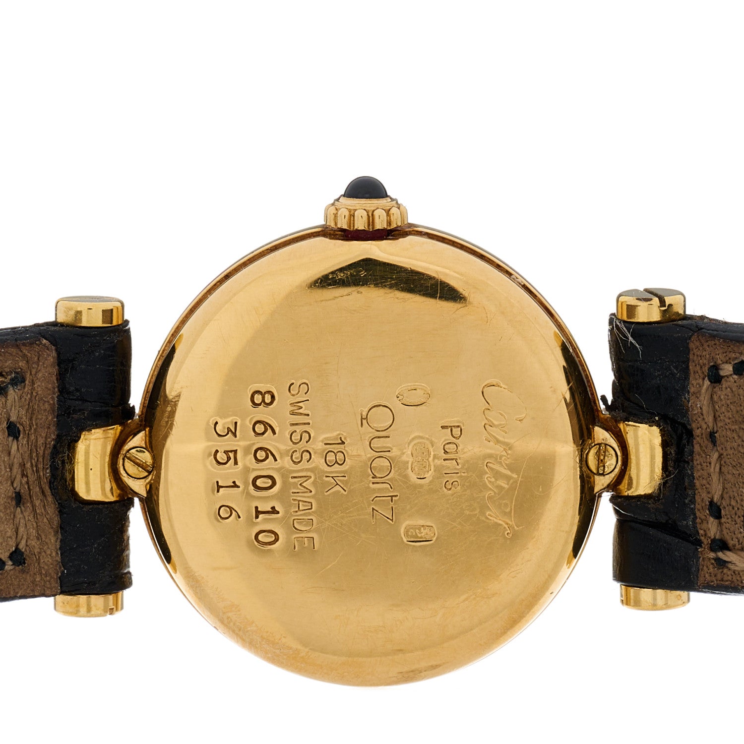 Cartier 18K Yellow Gold Alligator 26mm Vendome Quartz Watch 4 of 5