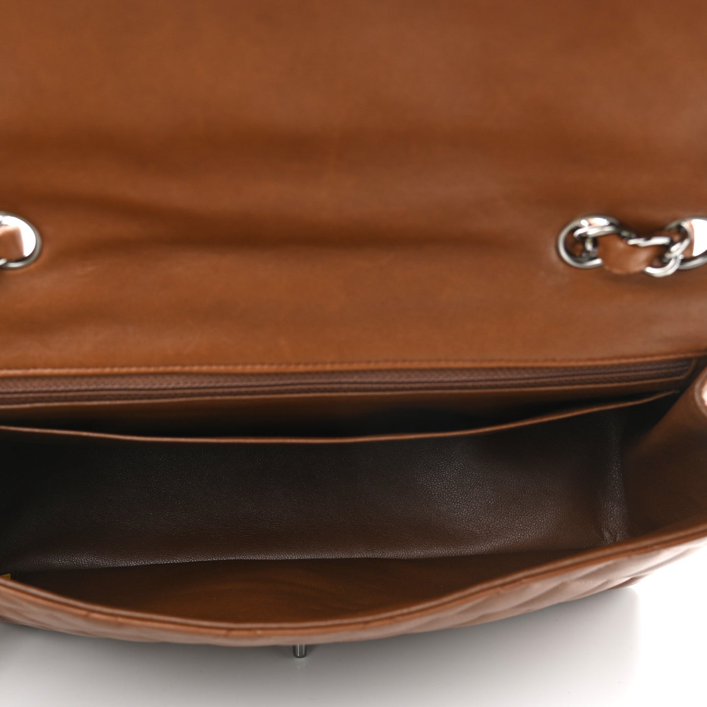 Lambskin Quilted Jumbo Single Flap Dark Brown