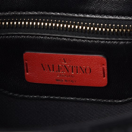 Lambskin VLTN Print Candystud Top Handle Bag Black