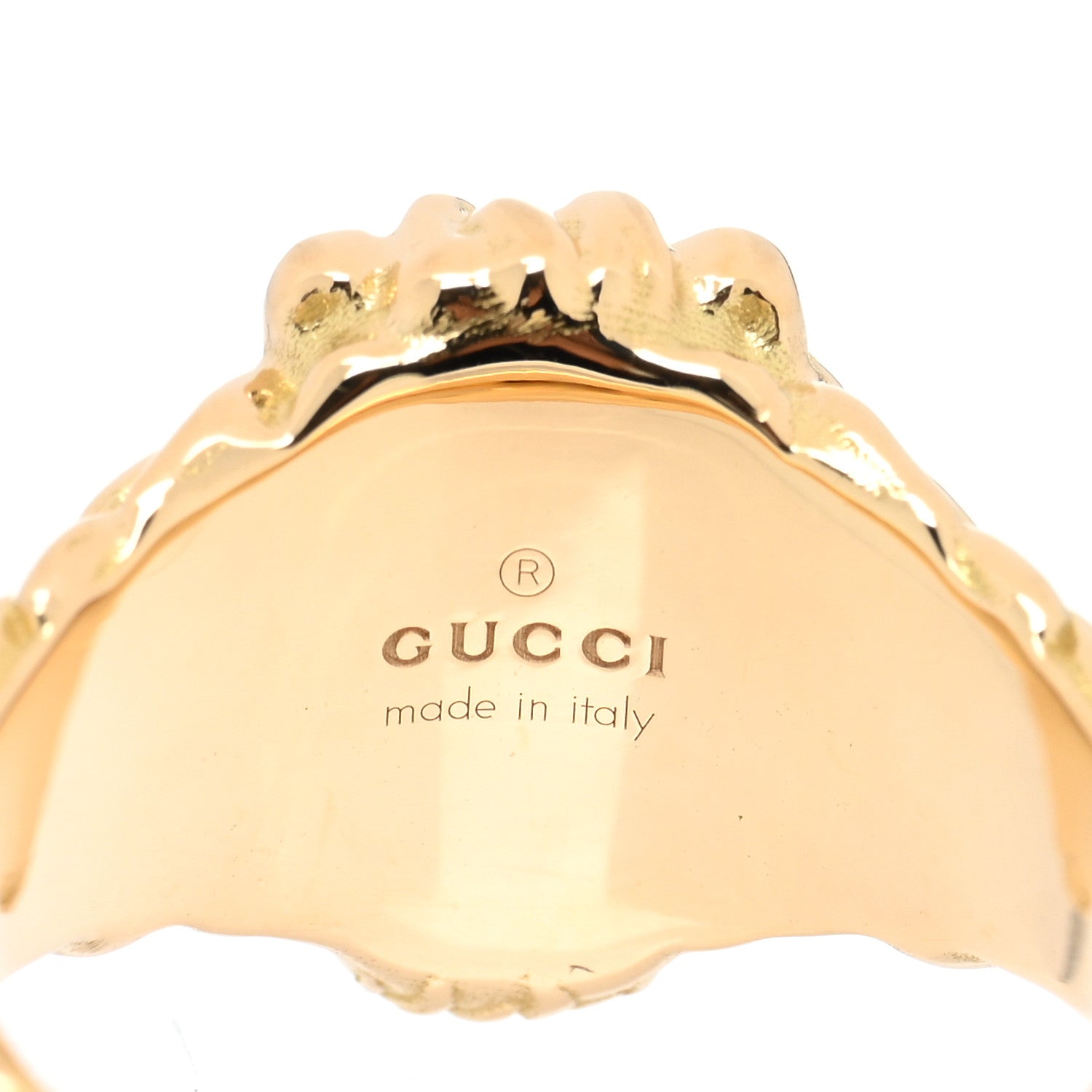 Gucci 18K Yellow Gold Diamond Fire Opal Lion Head Ring 52 6 5 of 5