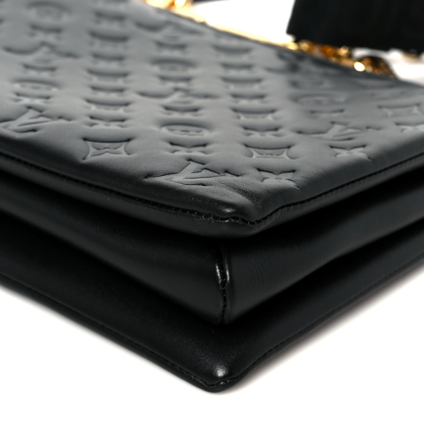 Lambskin Embossed Monogram Coussin Black