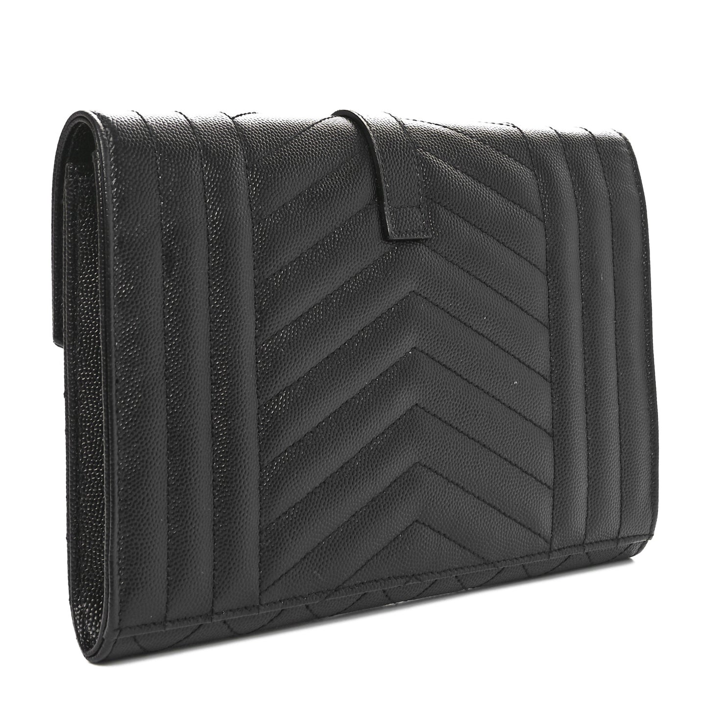 Grain De Poudre Textured Mixed Matelasse Triquilt Monogram Clutch Black