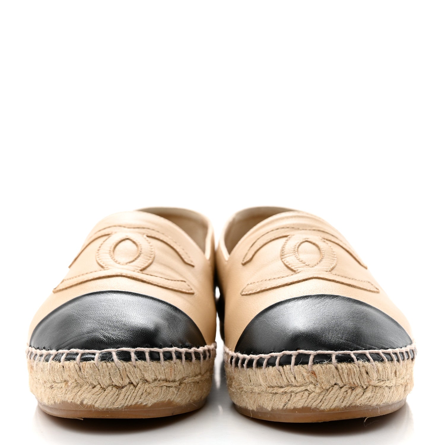 Chanel Lambskin CC Espadrilles 38 Beige Black 2 of 9