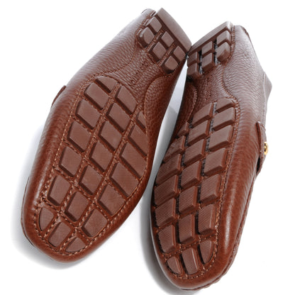 Louis Vuitton Grained Leather Hockenheim Loafers 39 Brown 4 of 6