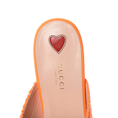 Gucci Lace Malaga Kid Womens Princetown Slippers 39.5 Orange Fluo Skin Rose 7 of 7
