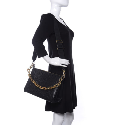 Louis Vuitton Lambskin Embossed Monogram Coussin MM Black 2 of 8