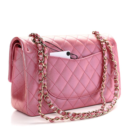 Chanel Iridescent Caviar Quilted Medium Double Flap Pink 2 of 8