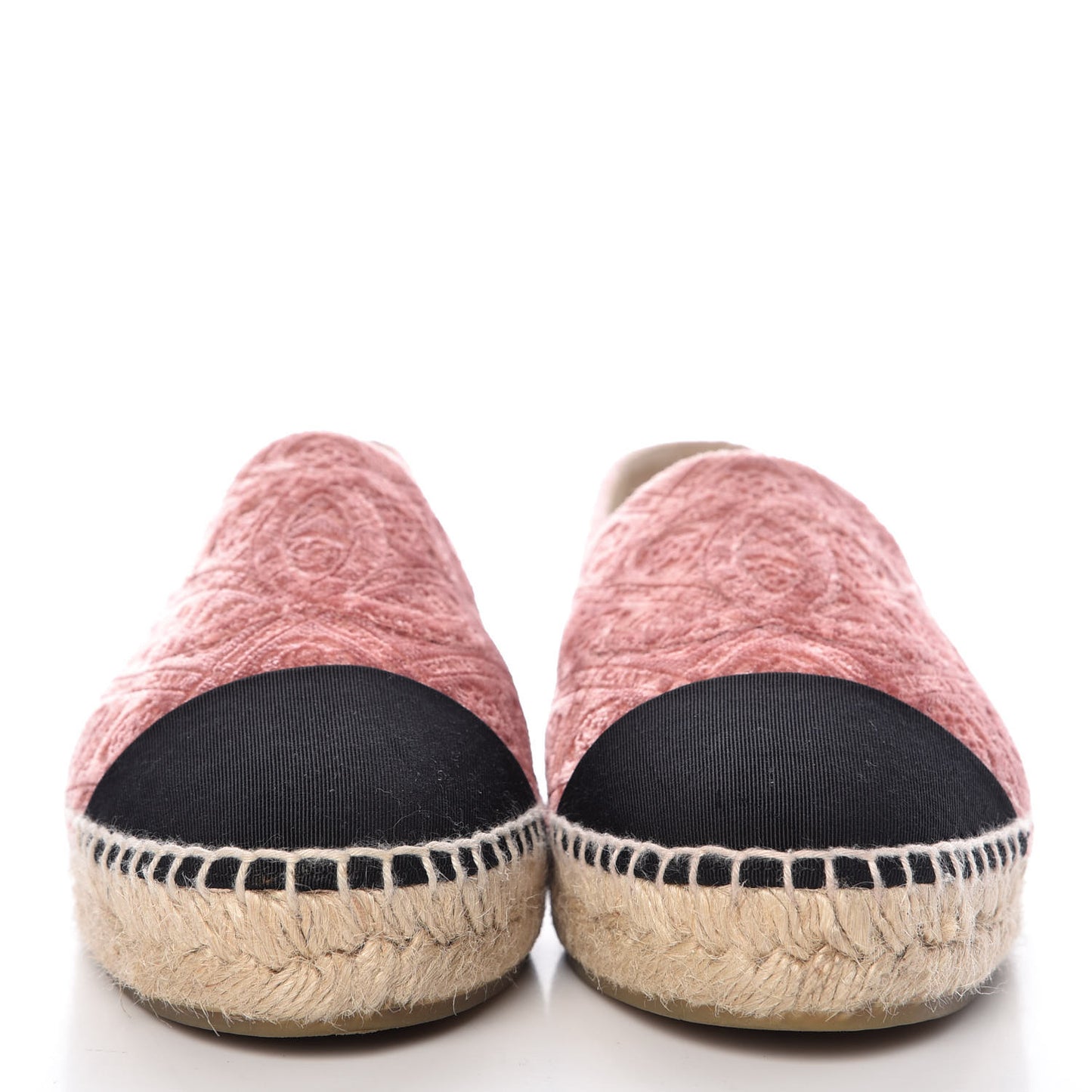 Velvet Grosgrain Quilted Camellia CC Espadrilles 39 Pink Black