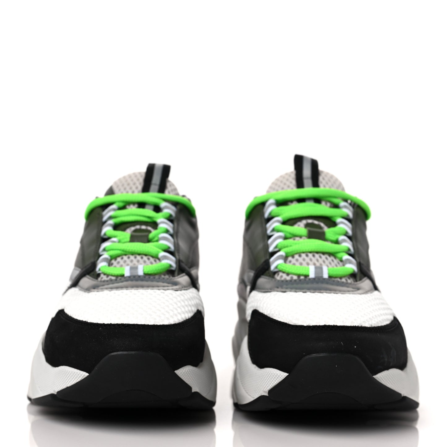 Technical Mesh Calfskin Mens B22 Sneakers 41 Olive Green Black Grey White