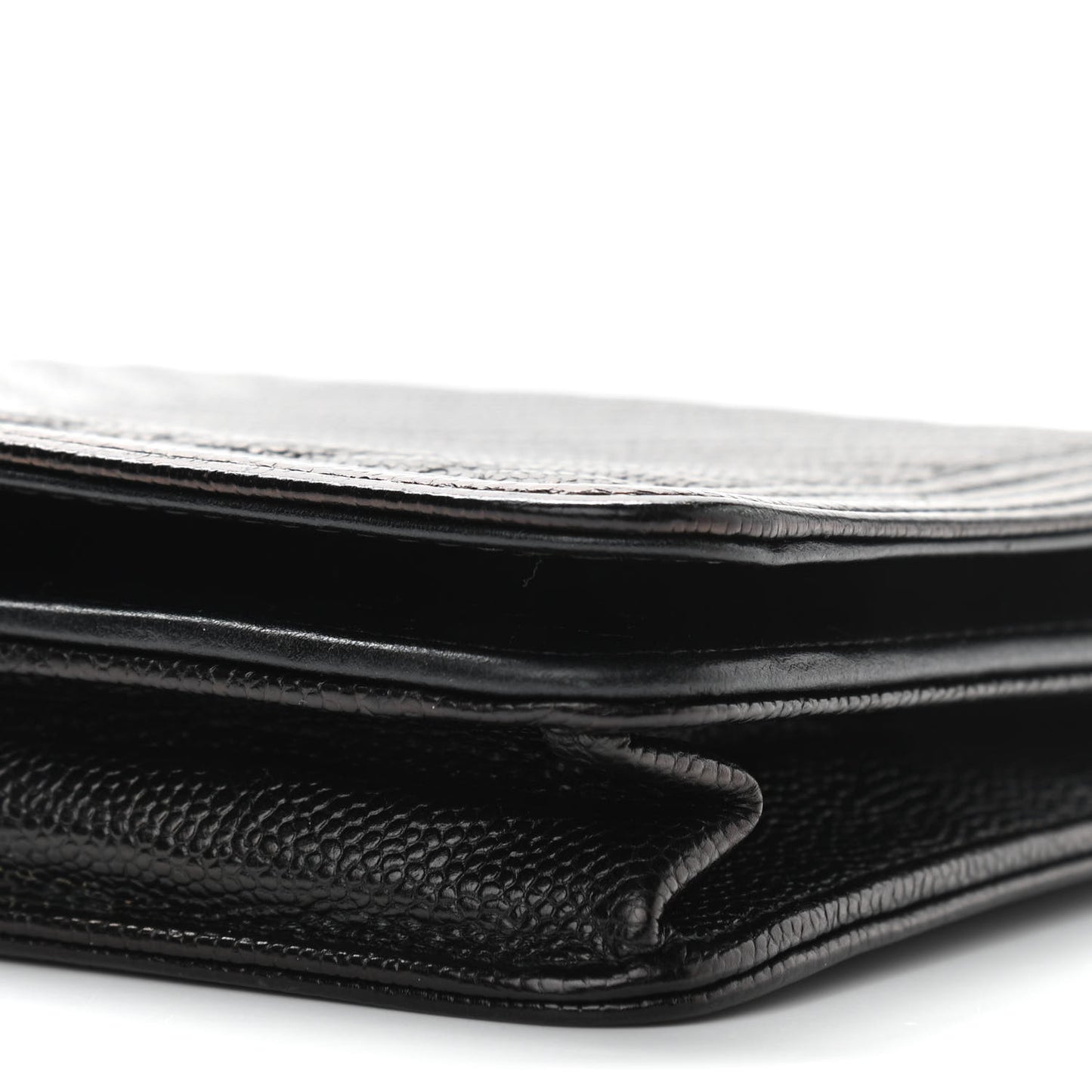 Caviar Chevron Quilted Boy Wallet On Chain WOC Black