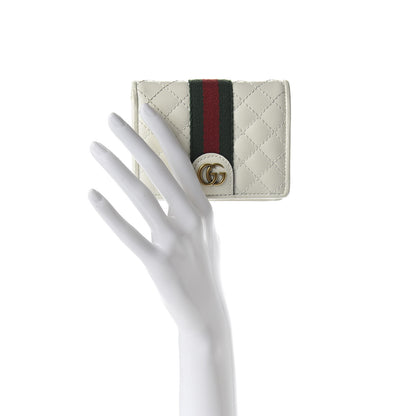 Gucci Calfskin Web Trapuntata GG Card Case Wallet Off White 2 of 8