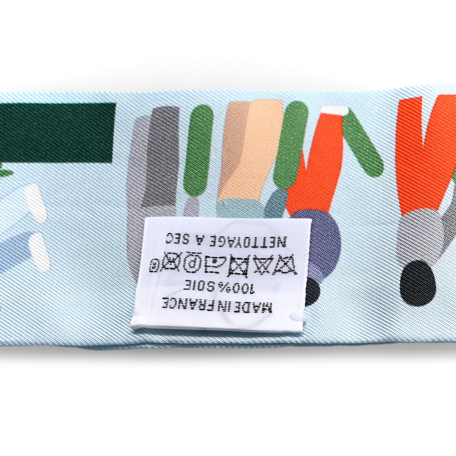 Hermes Silk Figures Libres Twilly Bleu Pale Vert Orange 3 of 4