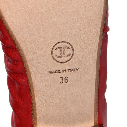 Chanel Lambskin CC Cap Toe Ballerina Flats 36 Red 6 of 11