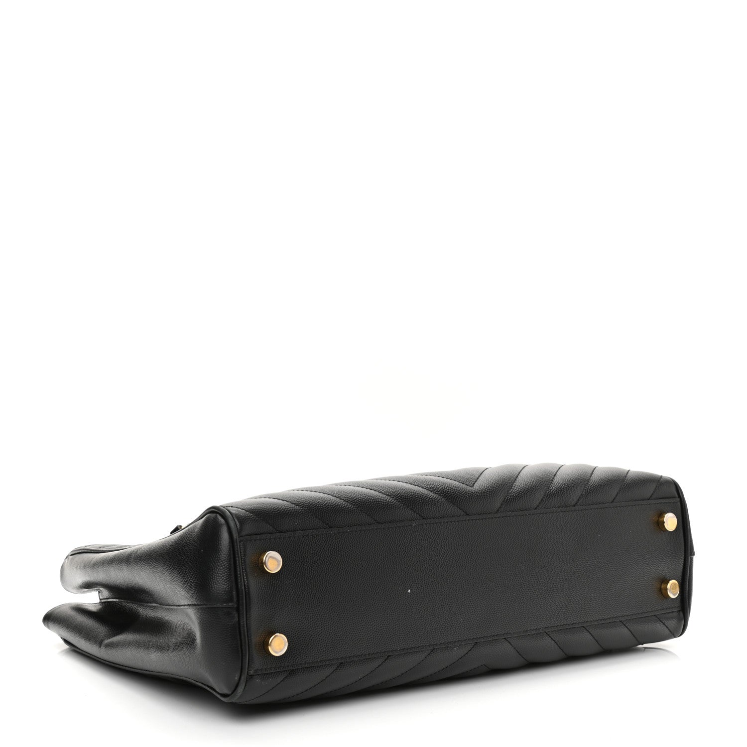 Saint Laurent Grain De Poudre Matelasse Chevron Monogram Shopping Bag Black 4 of 13