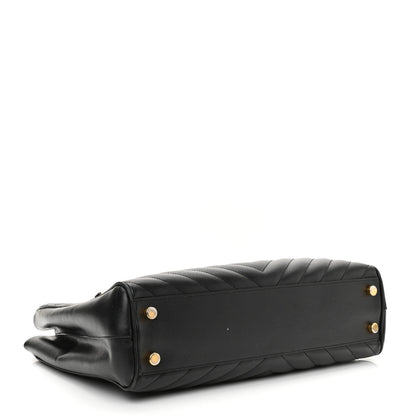 Saint Laurent Grain De Poudre Matelasse Chevron Monogram Shopping Bag Black 4 of 13
