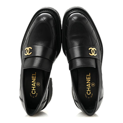 Chanel Calfskin Quilted CC Mocassin Loafers 37 Black 2 of 11