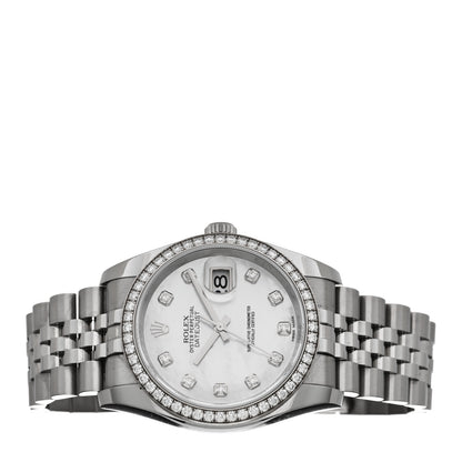 Rolex Stainless Steel Diamond Bezel Mother of Pearl 36mm Oyster Perpetual Datejust Watch 116244 2 of 5