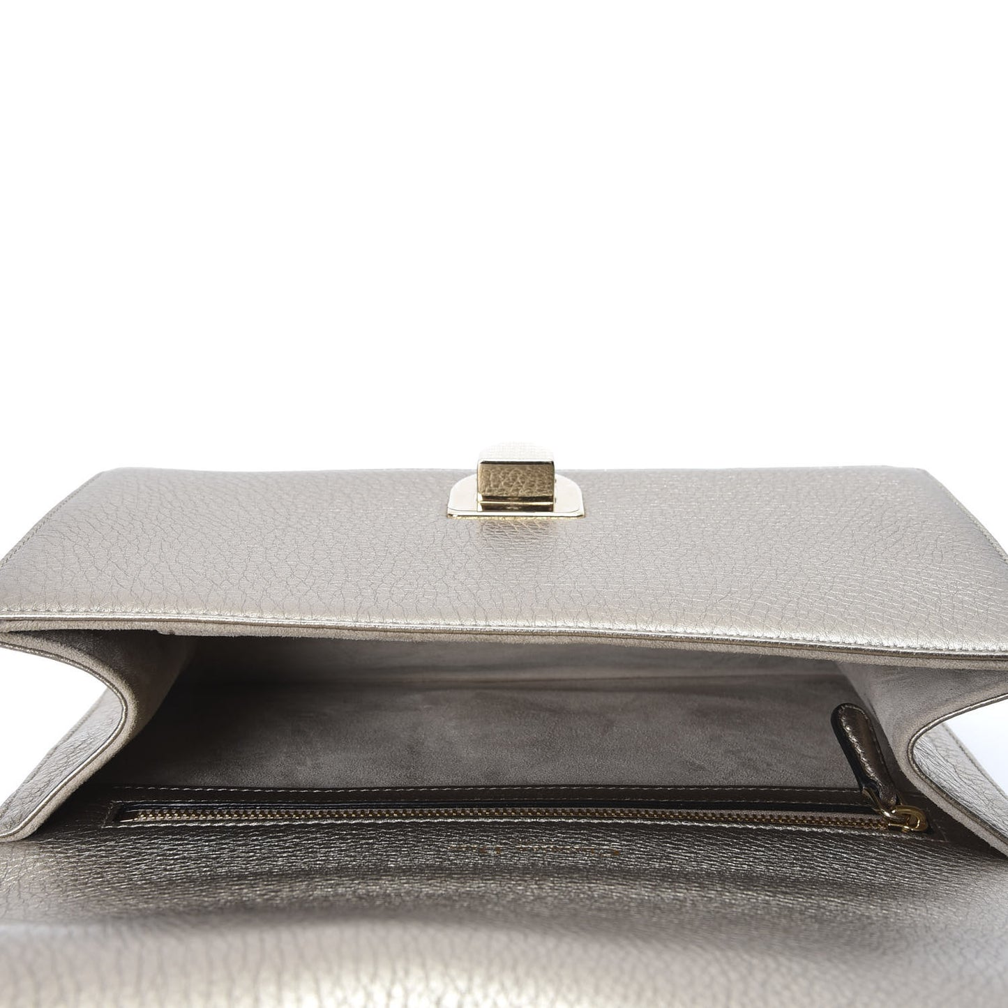 Metallic Grained Calfskin Medium Diorama Flap Bag Pale Gold
