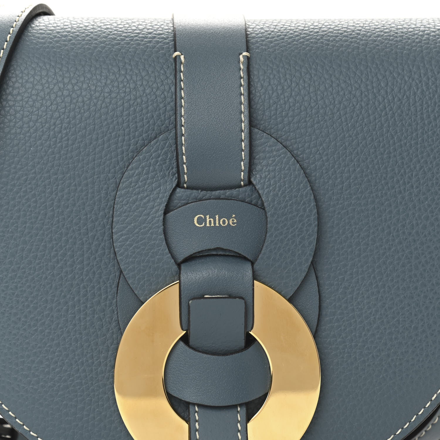 Chloe Grained Calfskin Small Darryl Saddle Crossbody Bag Mirage Blue 7 of 9