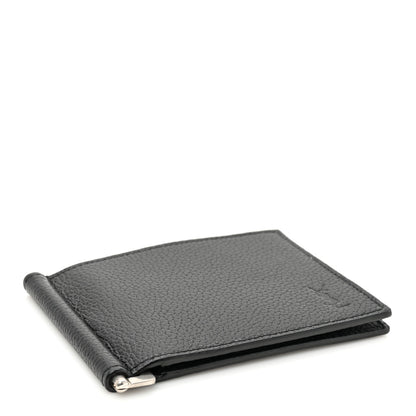 Saint Laurent Grained Calfskin Cassandre Shadow Bill Clip Wallet Black 4 of 11