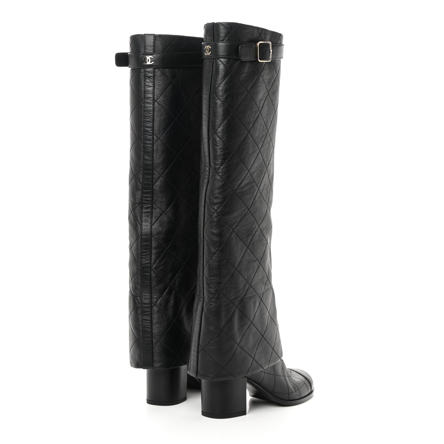 Chanel Lambskin Quilted High Boots 36 Black 4 of 9