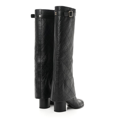 Chanel Lambskin Quilted High Boots 36 Black 4 of 9