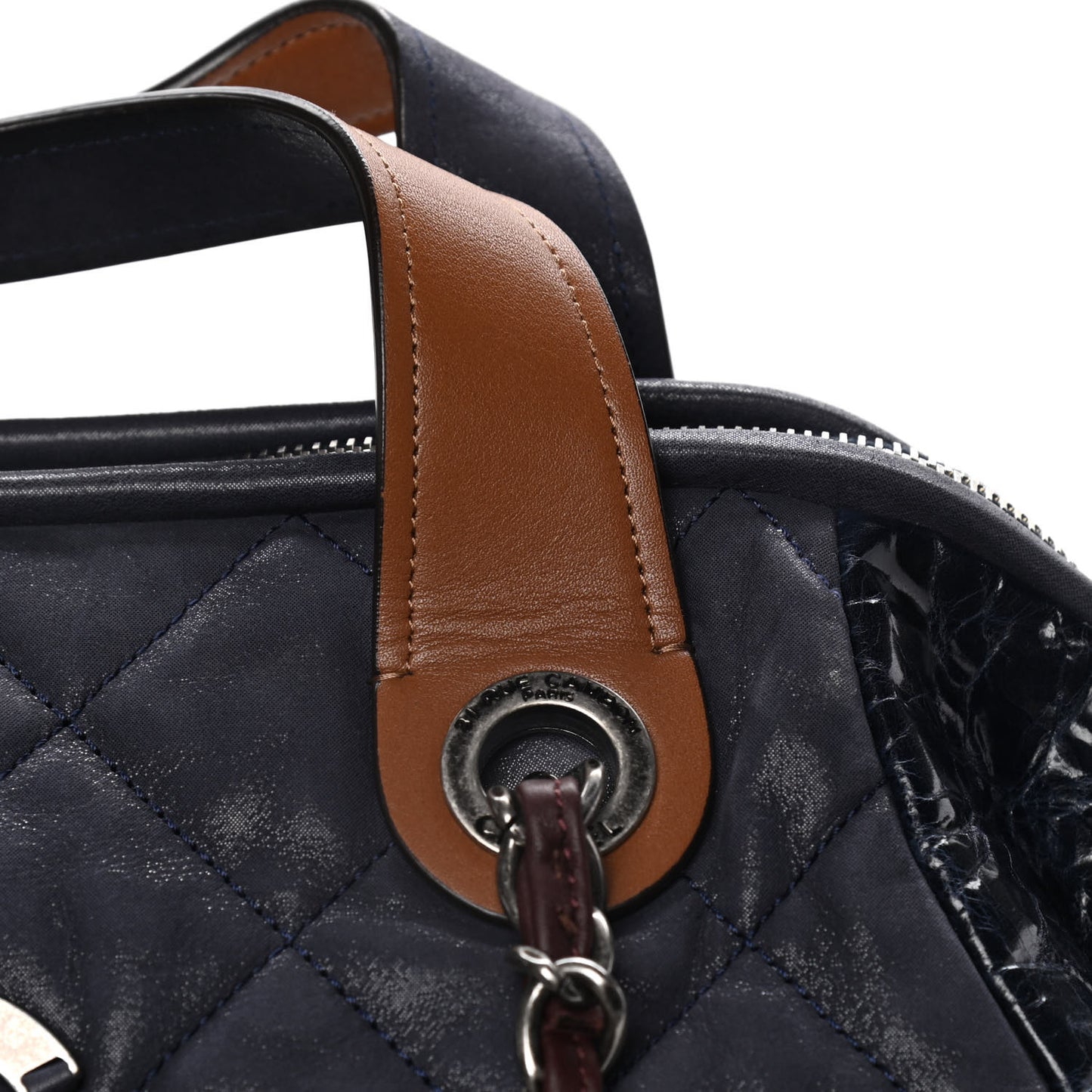 Iridescent Calfskin Small In The Mix Tote Navy