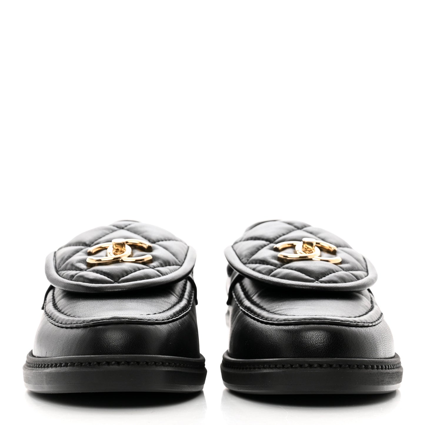 Lambskin Quilted CC Turnlock Loafers 39 Black